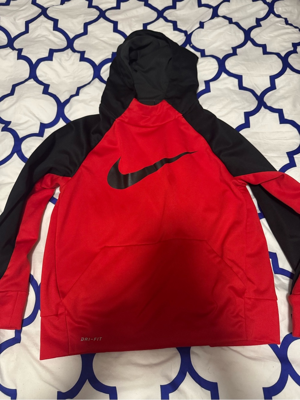 Nike Red and Black Kids' Dri-FIT Hooded Pullover Jacket